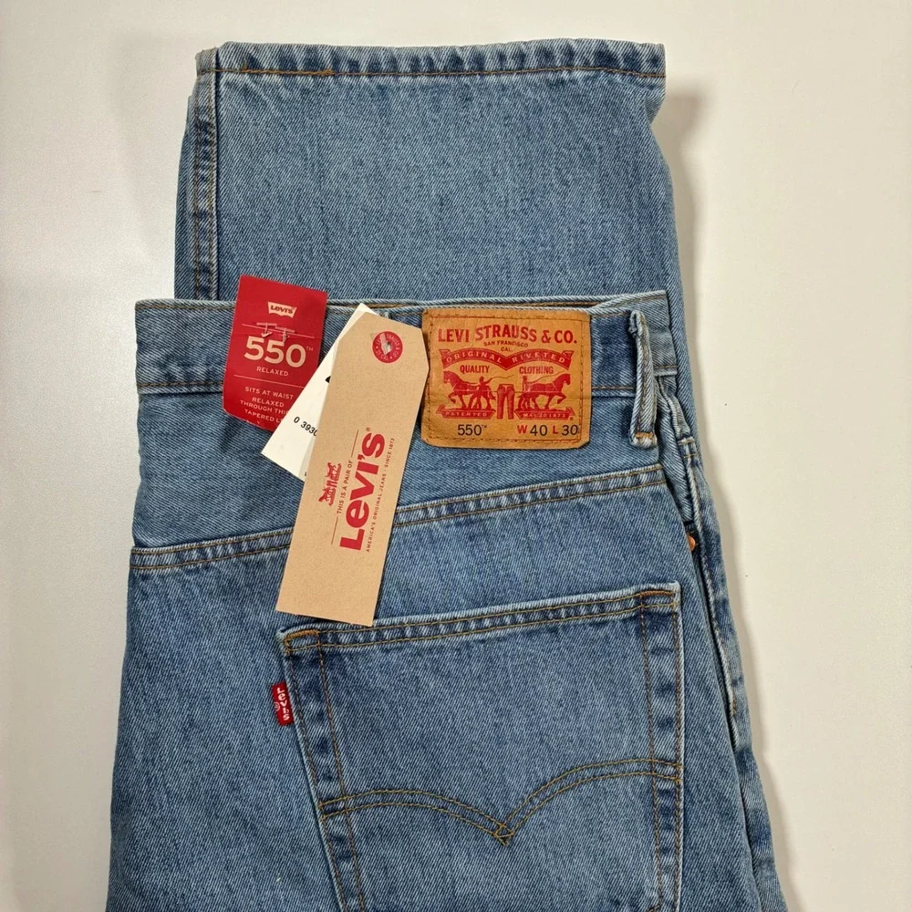 NEW Levi's 550 Relaxed Fit Jeans 40x30 Medium Wash Tapered Denim USA Cowboy